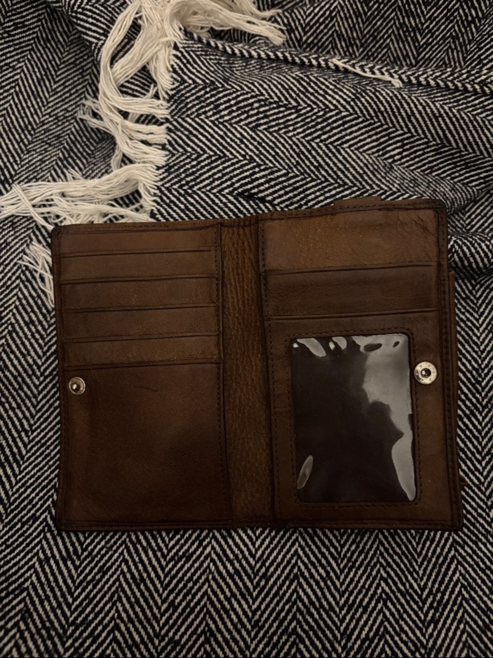 Vintage Roots Tribe Brown Leather Wristlet Wallet - Picture 3 of 6